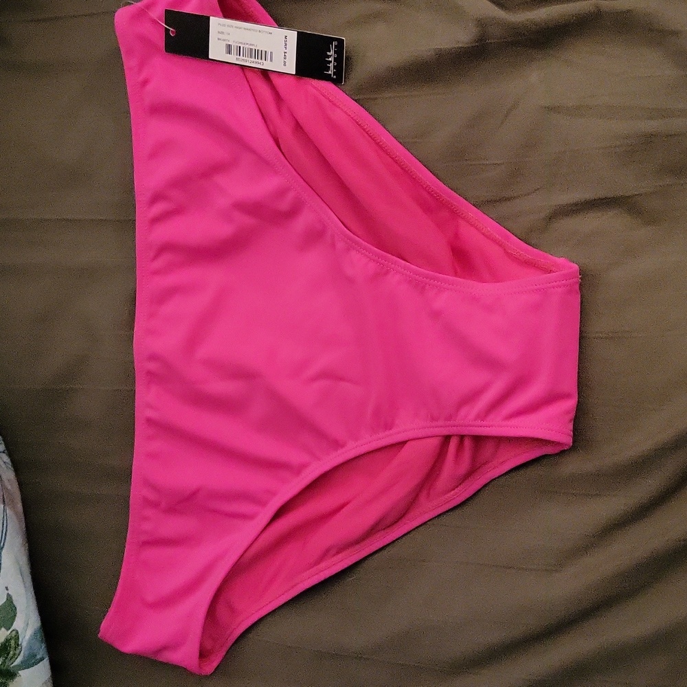 Nicole Miller hot pink high waisted bikini bottom size 1x